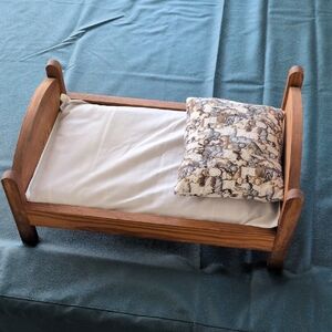 vintage american girl doll sized solid wood Doll Bed.